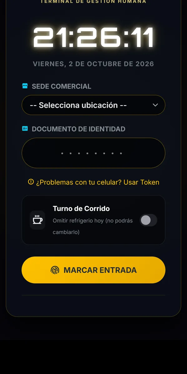 El agente abre la app de asistencia