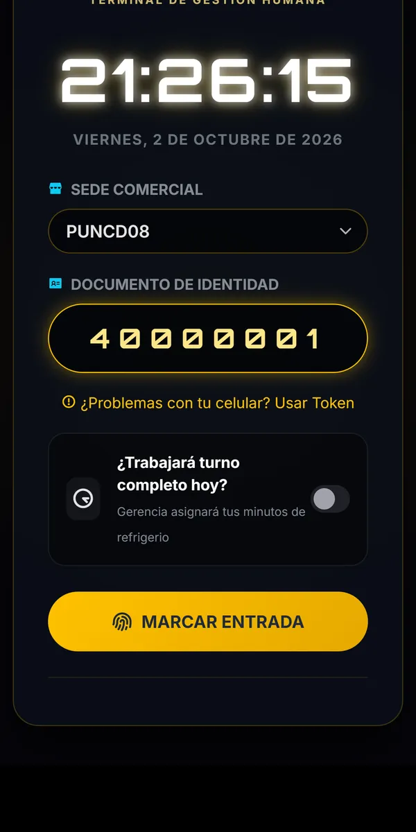 Elige su tienda, escribe su DNI y marca su entrada
